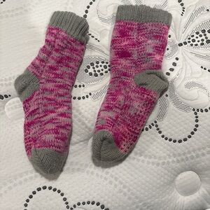 Pink and Gray Knit Socks